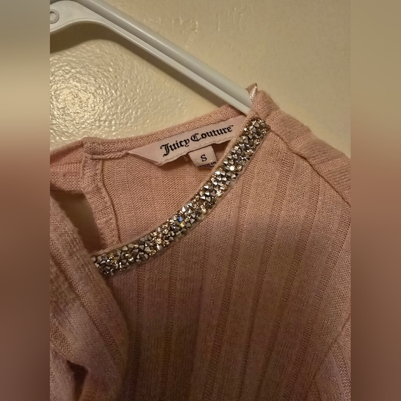 Juicy Couture Pink Ribbed Tie Front Blouse - Picture 2 of 4